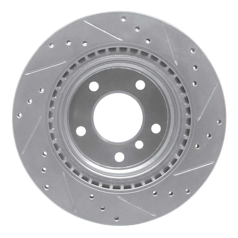 R1 08-13 BMW 128I Rear Left Drilled & Slotted Silver Brake Rotor-Brake Rotors - Slot & Drilled-Grocery Getter Performance