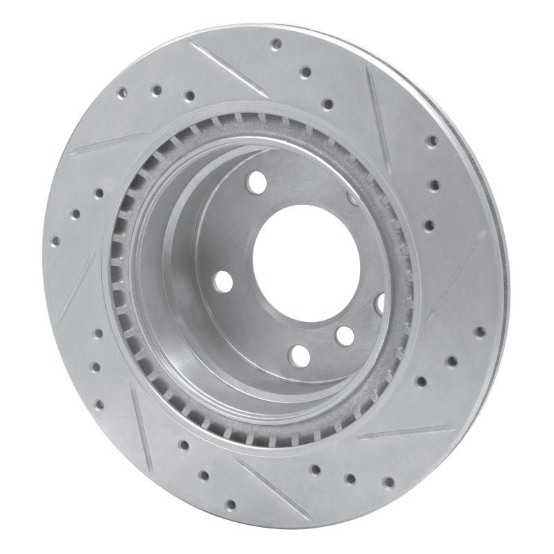 R1 08-13 BMW 128I Rear Left Drilled & Slotted Silver Brake Rotor-Brake Rotors - Slot & Drilled-Grocery Getter Performance