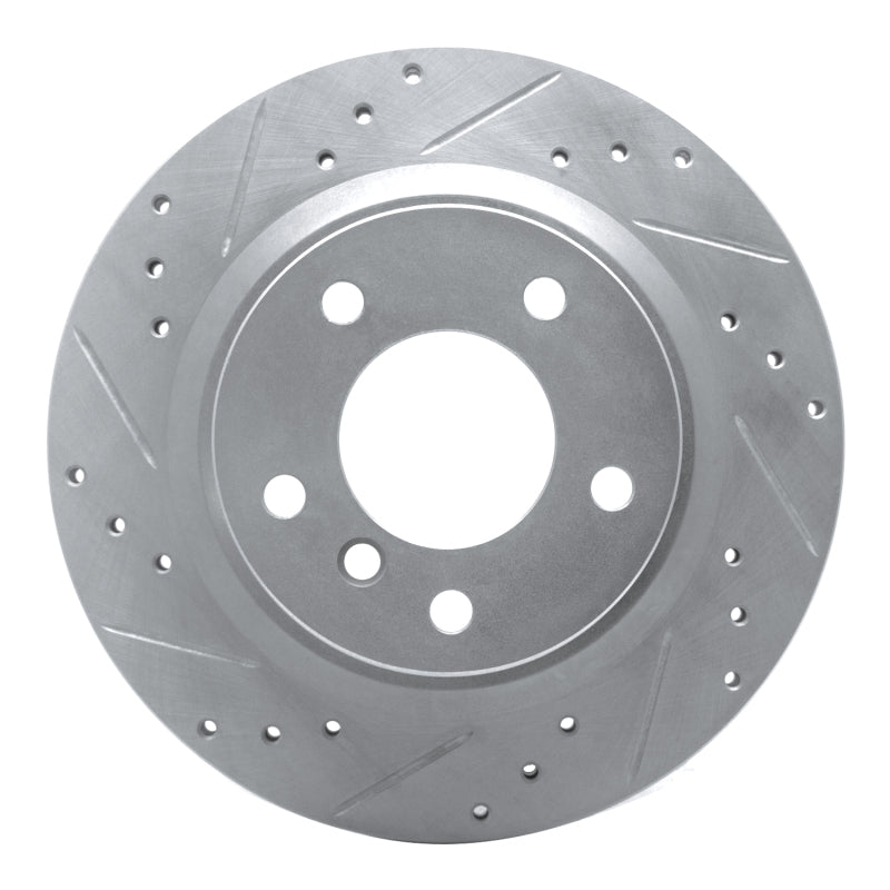 R1 08-13 BMW 128I Rear Left Drilled & Slotted Silver Brake Rotor-Brake Rotors - Slot & Drilled-Grocery Getter Performance
