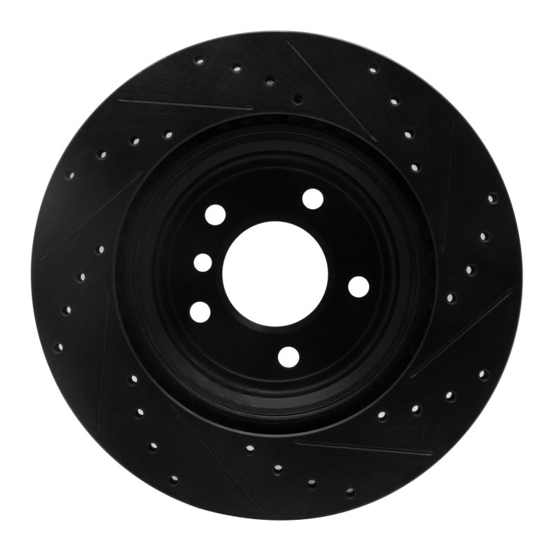 R1 08-13 BMW 135I Rear Left Drilled & Slotted Black Brake Rotor-Brake Rotors - Slot & Drilled-Grocery Getter Performance