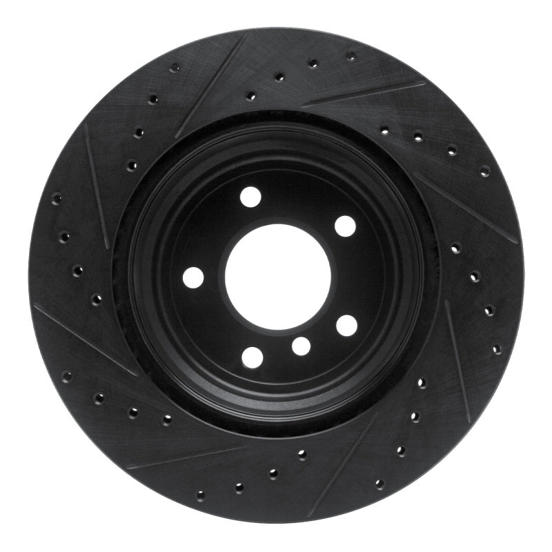 R1 08-13 BMW 135IS Rear Right Drilled & Slotted Black Brake Rotor-Brake Rotors - Slot & Drilled-Grocery Getter Performance
