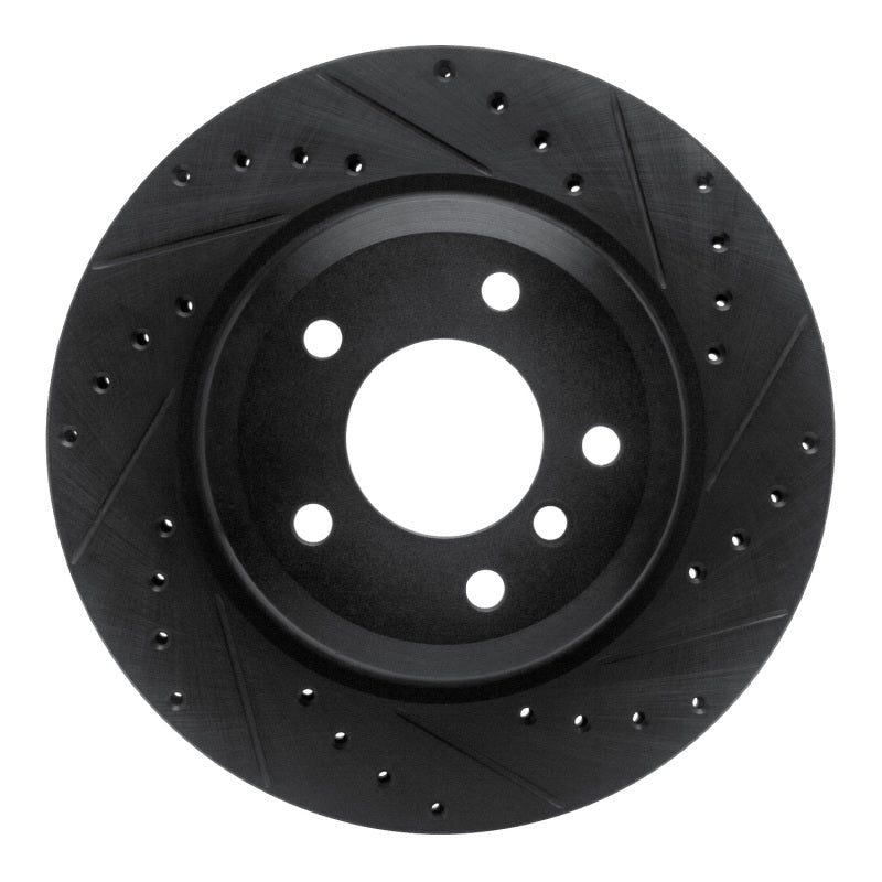 R1 08-13 BMW 135IS Rear Right Drilled & Slotted Black Brake Rotor-Brake Rotors - Slot & Drilled-Grocery Getter Performance