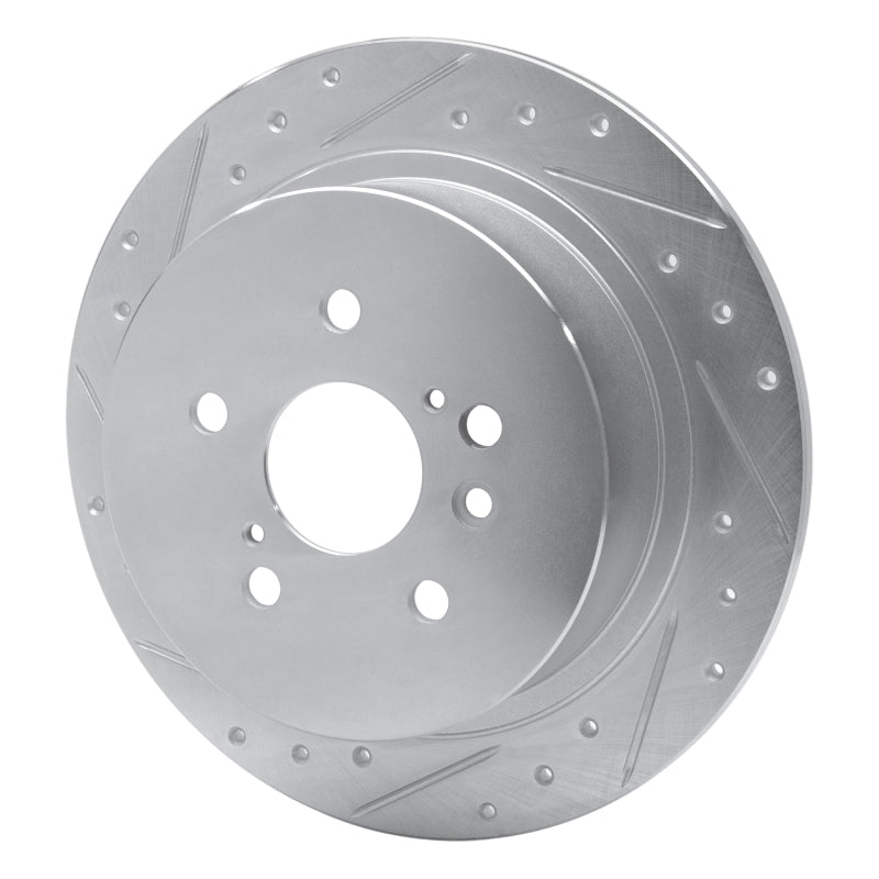 R1 08-13 Toyota Highlander Rear Left Drilled & Slotted Silver Brake Rotor-Brake Rotors - Slot & Drilled-Grocery Getter Performance