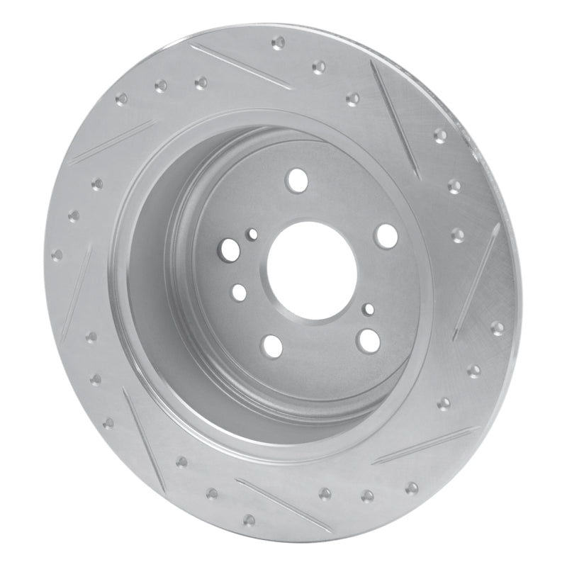 R1 08-13 Toyota Highlander Rear Left Drilled & Slotted Silver Brake Rotor-Brake Rotors - Slot & Drilled-Grocery Getter Performance