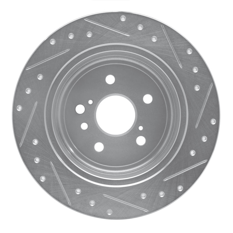 R1 08-13 Toyota Highlander Rear Left Drilled & Slotted Silver Brake Rotor-Brake Rotors - Slot & Drilled-Grocery Getter Performance