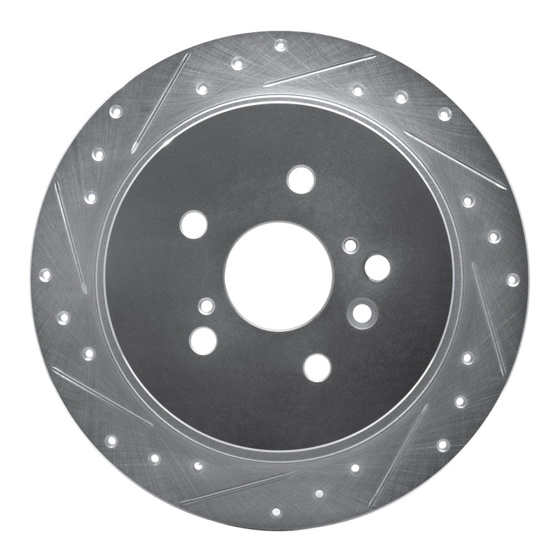 R1 08-13 Toyota Highlander Rear Left Drilled & Slotted Silver Brake Rotor-Brake Rotors - Slot & Drilled-Grocery Getter Performance