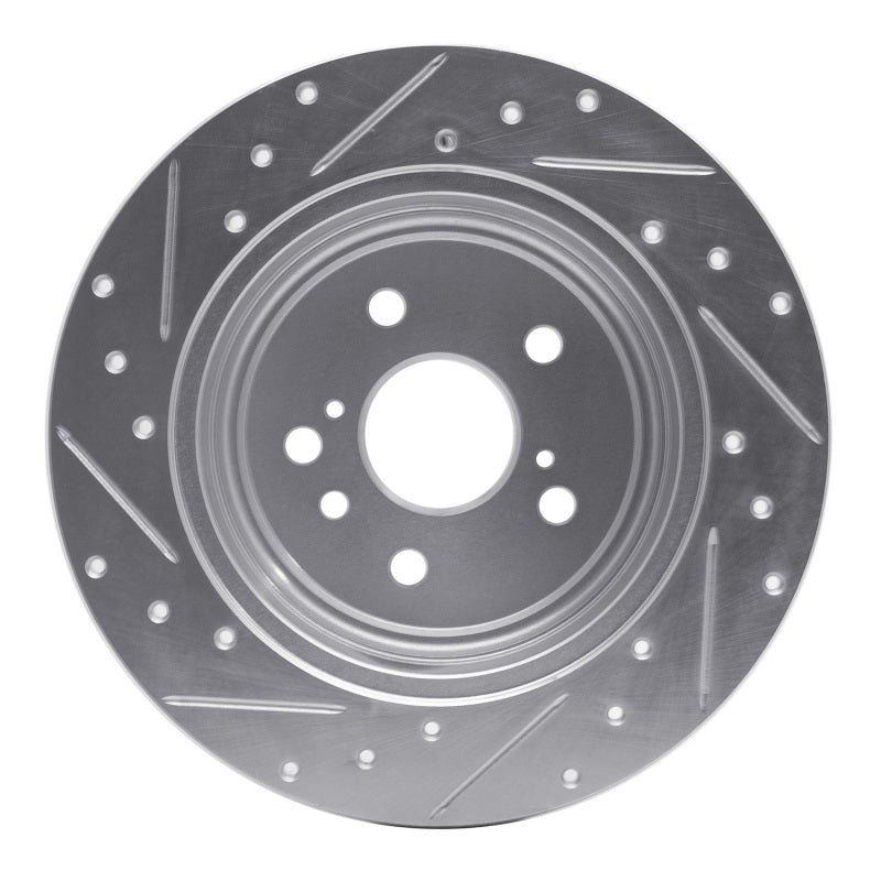 R1 08-13 Toyota Highlander Rear Right Drilled & Slotted Silver Brake Rotor-Brake Rotors - Slot & Drilled-Grocery Getter Performance