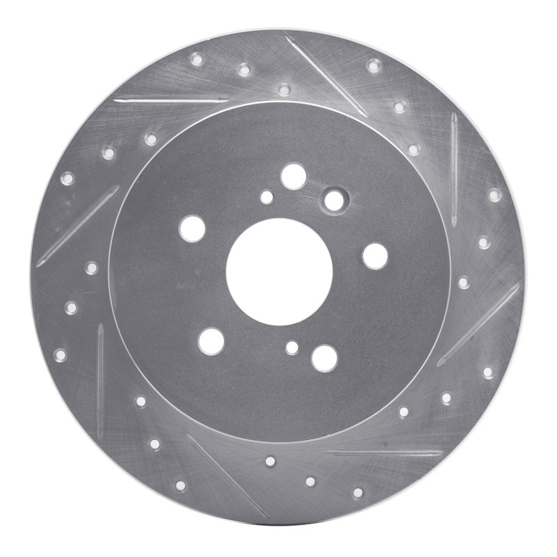 R1 08-13 Toyota Highlander Rear Right Drilled & Slotted Silver Brake Rotor-Brake Rotors - Slot & Drilled-Grocery Getter Performance