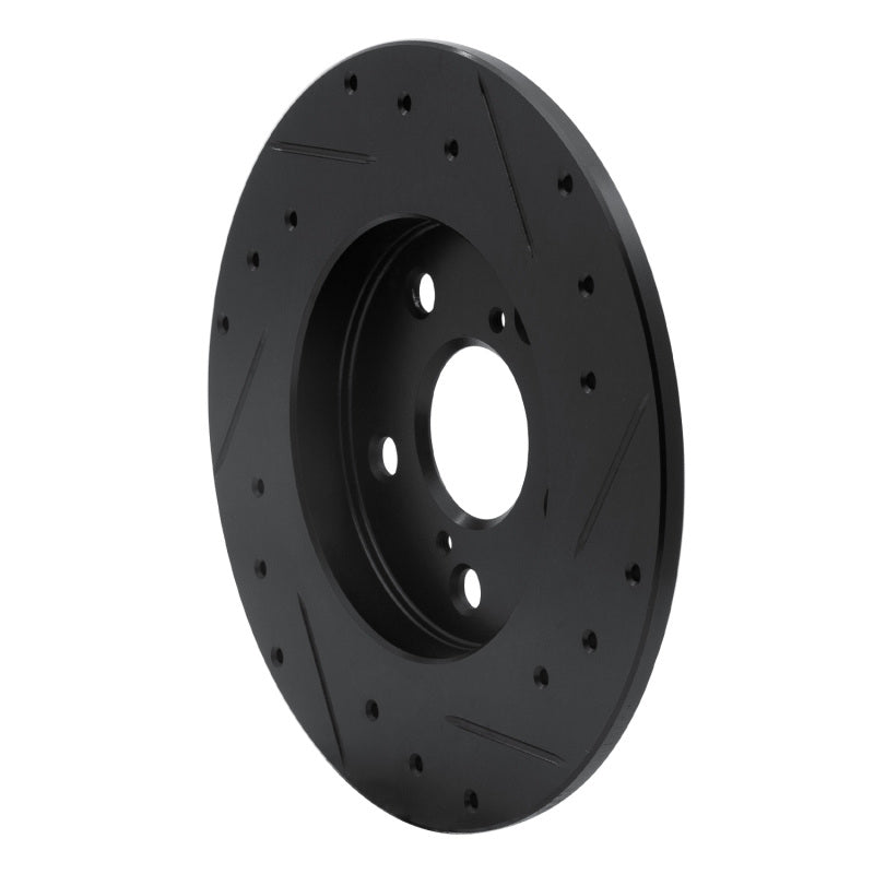 R1 08-18 Pontiac Vibe Rear Left Drilled & Slotted Black Brake Rotor-Brake Rotors - Slot & Drilled-Grocery Getter Performance
