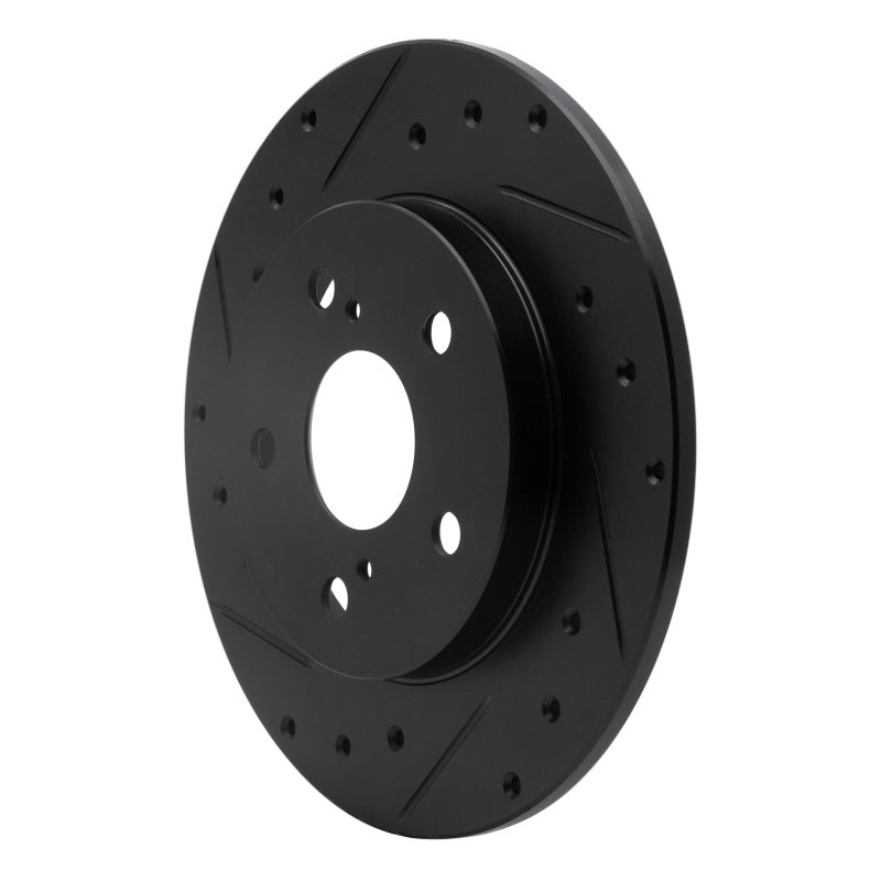 R1 08-18 Pontiac Vibe Rear Left Drilled & Slotted Black Brake Rotor-Brake Rotors - Slot & Drilled-Grocery Getter Performance