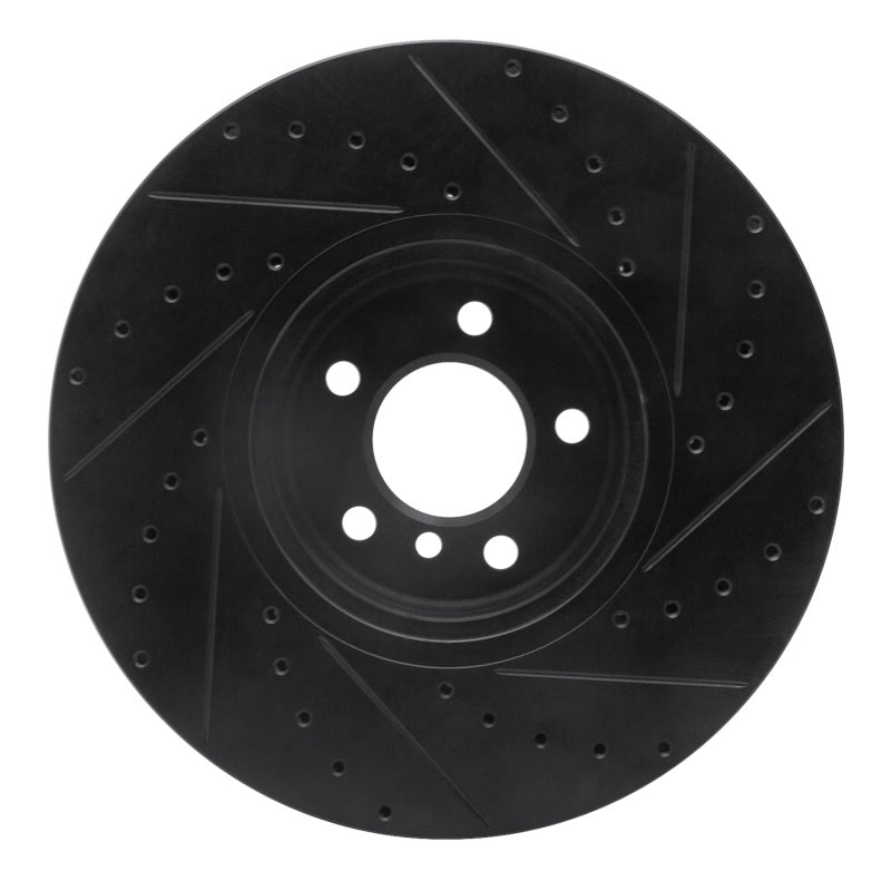 R1 08-19 BMW X5 Front Left Drilled & Slotted Black Brake Rotor-Brake Rotors - Slot & Drilled-Grocery Getter Performance