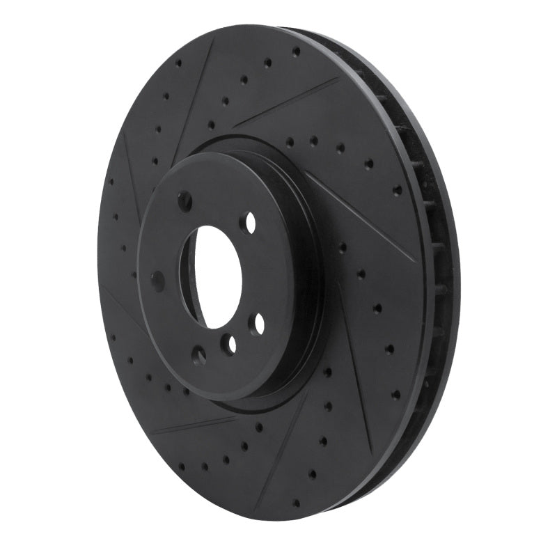 R1 08-19 BMW X5 Front Left Drilled & Slotted Black Brake Rotor-Brake Rotors - Slot & Drilled-Grocery Getter Performance