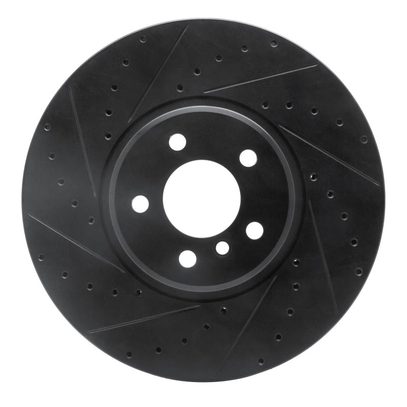 R1 08-19 BMW X5 Front Left Drilled & Slotted Black Brake Rotor-Brake Rotors - Slot & Drilled-Grocery Getter Performance