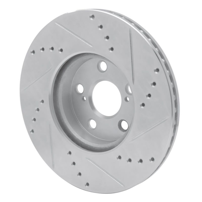 R1 08-19 Pontiac Vibe Front Left Drilled & Slotted Silver Brake Rotor-Brake Rotors - Slot & Drilled-Grocery Getter Performance