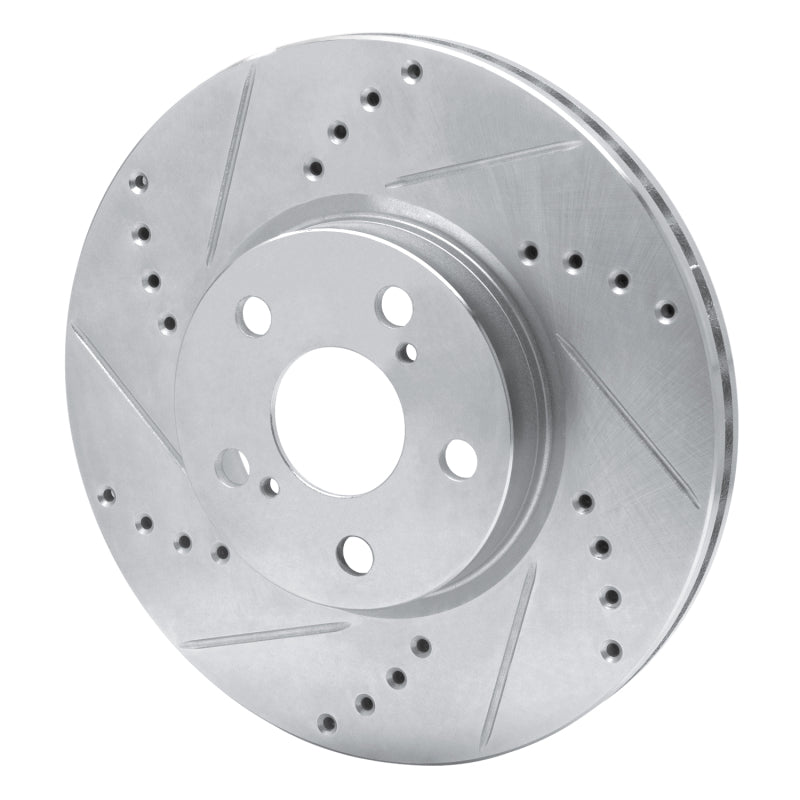 R1 08-19 Pontiac Vibe Front Left Drilled & Slotted Silver Brake Rotor-Brake Rotors - Slot & Drilled-Grocery Getter Performance