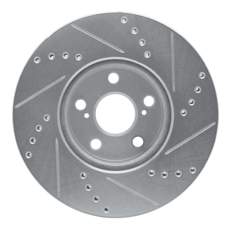 R1 08-19 Pontiac Vibe Front Left Drilled & Slotted Silver Brake Rotor-Brake Rotors - Slot & Drilled-Grocery Getter Performance