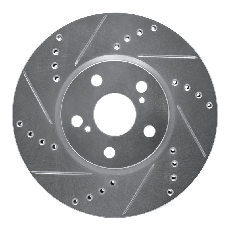 R1 08-19 Pontiac Vibe Front Left Drilled & Slotted Silver Brake Rotor-Brake Rotors - Slot & Drilled-Grocery Getter Performance