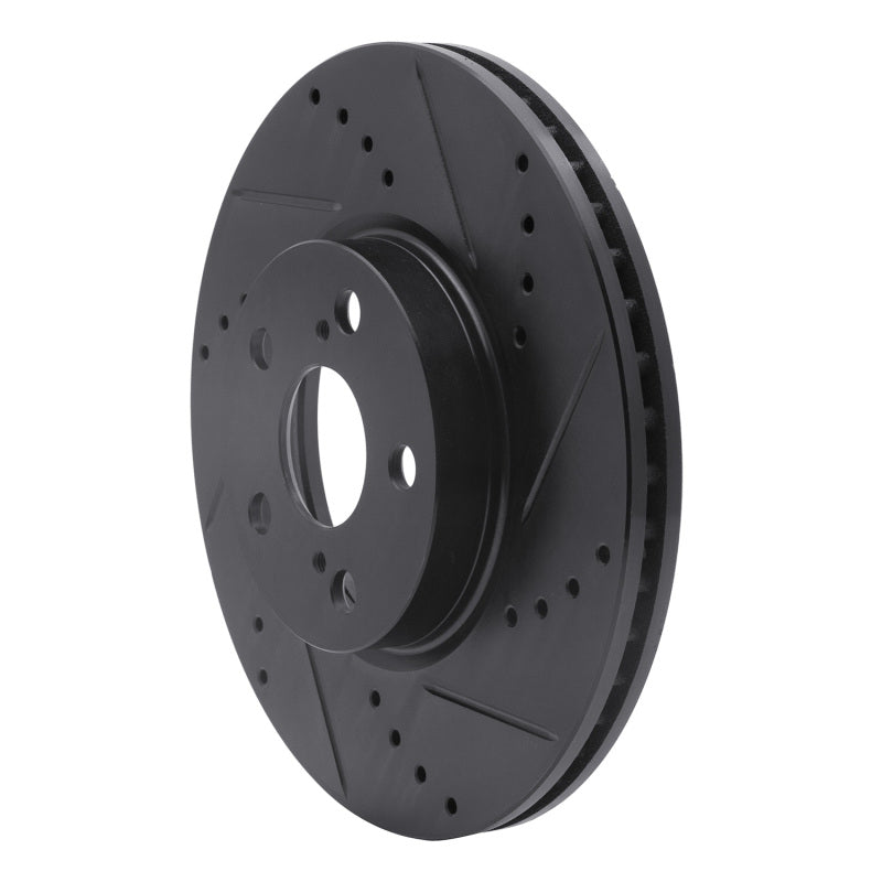 R1 08-19 Pontiac Vibe Front Right Drilled & Slotted Black Brake Rotor-Brake Rotors - Slot & Drilled-Grocery Getter Performance
