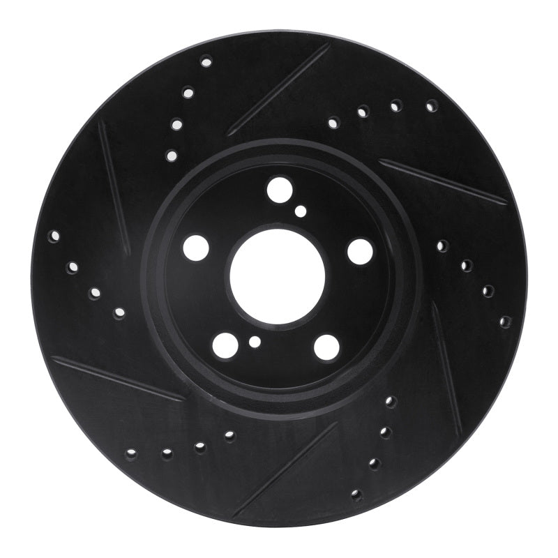 R1 08-19 Pontiac Vibe Front Right Drilled & Slotted Black Brake Rotor-Brake Rotors - Slot & Drilled-Grocery Getter Performance