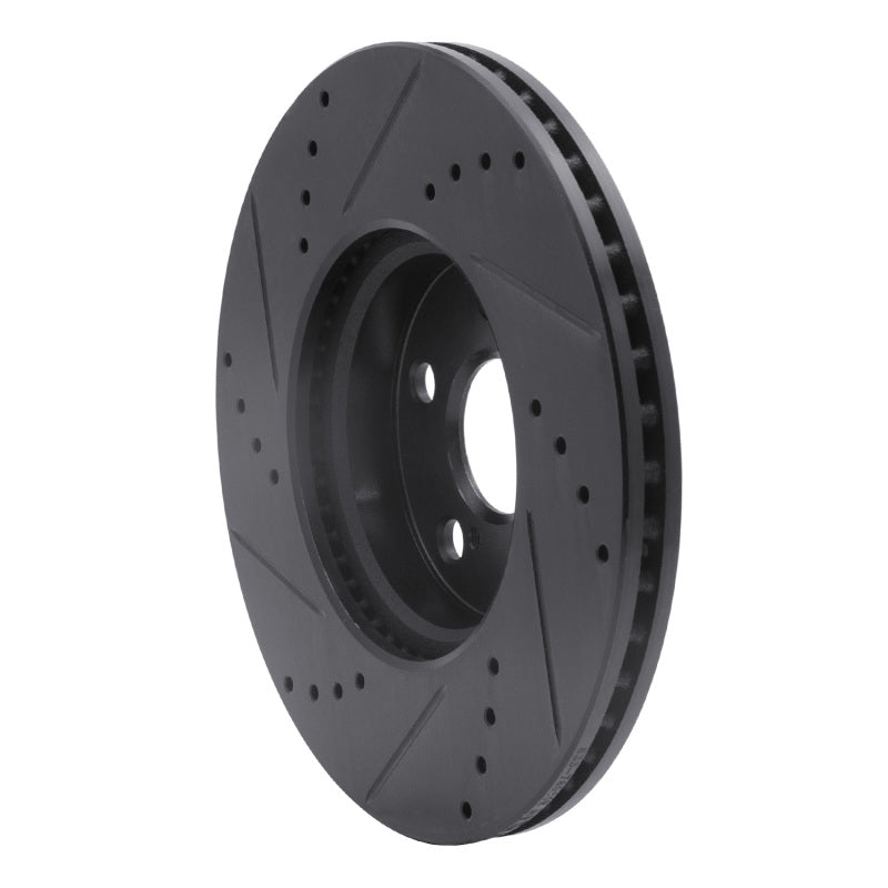R1 08-19 Pontiac Vibe Front Right Drilled & Slotted Black Brake Rotor-Brake Rotors - Slot & Drilled-Grocery Getter Performance