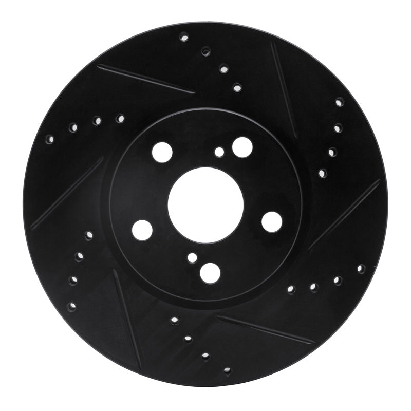 R1 08-19 Pontiac Vibe Front Right Drilled & Slotted Black Brake Rotor-Brake Rotors - Slot & Drilled-Grocery Getter Performance