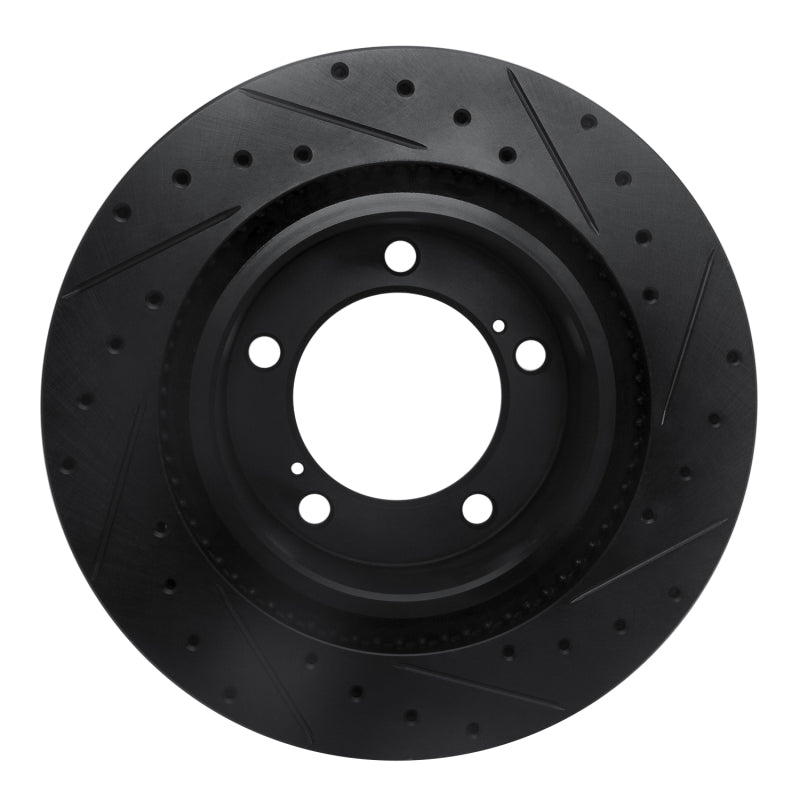 R1 08-21 Lexus LX570 Front Left Drilled & Slotted Black Brake Rotor-Brake Rotors - Slot & Drilled-Grocery Getter Performance