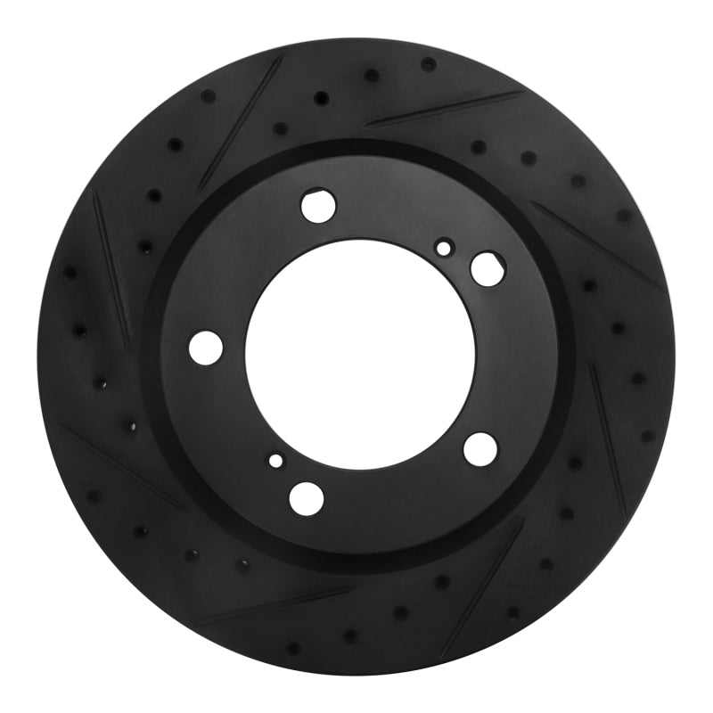 R1 08-21 Lexus LX570 Front Left Drilled & Slotted Black Brake Rotor-Brake Rotors - Slot & Drilled-Grocery Getter Performance