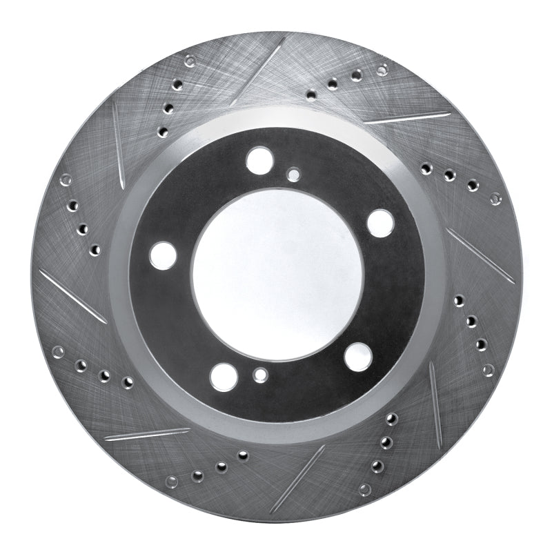 R1 08-21 Lexus LX570 Front Left Drilled & Slotted Silver Brake Rotor-Brake Rotors - Slot & Drilled-Grocery Getter Performance