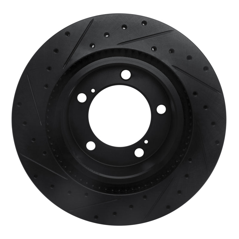 R1 08-21 Lexus LX570 Front Right Drilled & Slotted Black Brake Rotor-Brake Rotors - Slot & Drilled-Grocery Getter Performance