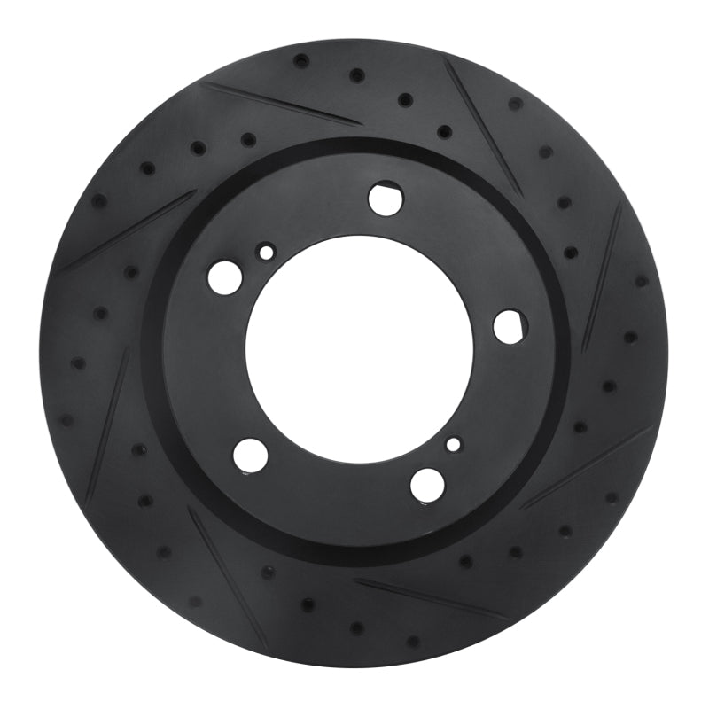 R1 08-21 Lexus LX570 Front Right Drilled & Slotted Black Brake Rotor-Brake Rotors - Slot & Drilled-Grocery Getter Performance