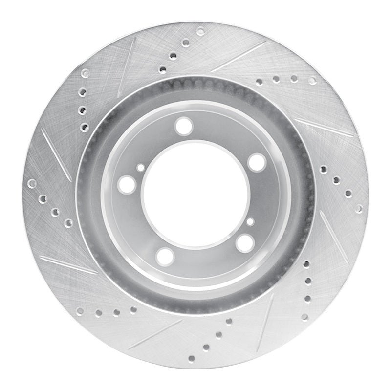 R1 08-21 Lexus LX570 Front Right Drilled & Slotted Silver Brake Rotor-Brake Rotors - Slot & Drilled-Grocery Getter Performance