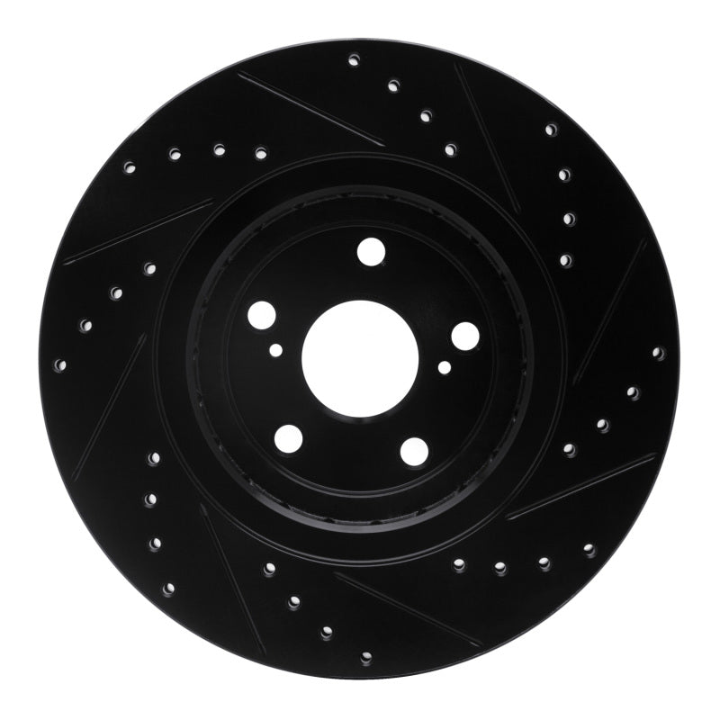 R1 08-21 Lexus NX200T Front Left Drilled & Slotted Black Brake Rotor-Brake Rotors - Slot & Drilled-Grocery Getter Performance