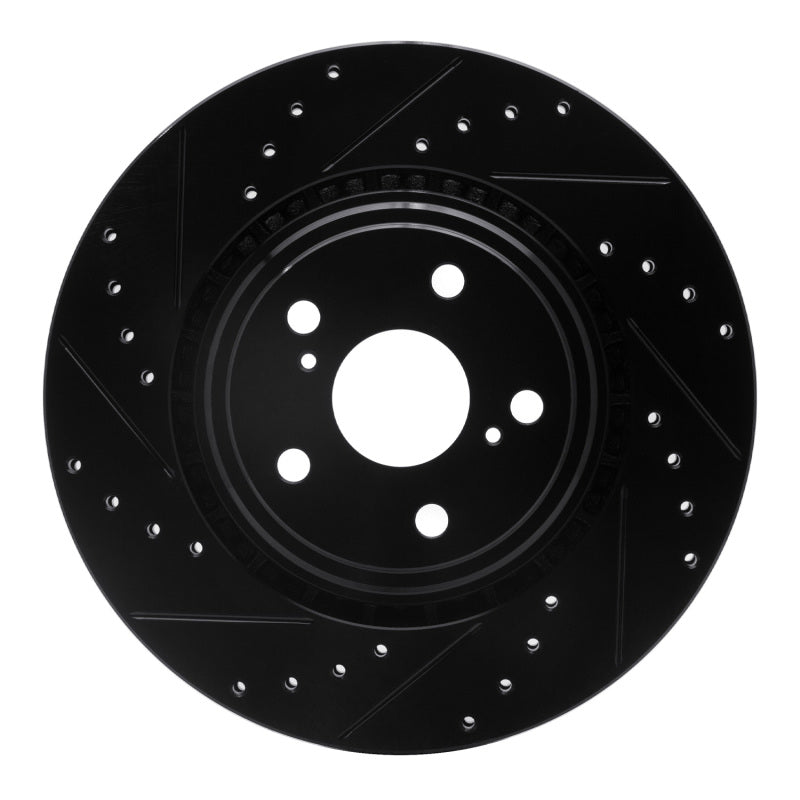 R1 08-21 Lexus NX200T Front Left Drilled & Slotted Black Brake Rotor-Brake Rotors - Slot & Drilled-Grocery Getter Performance