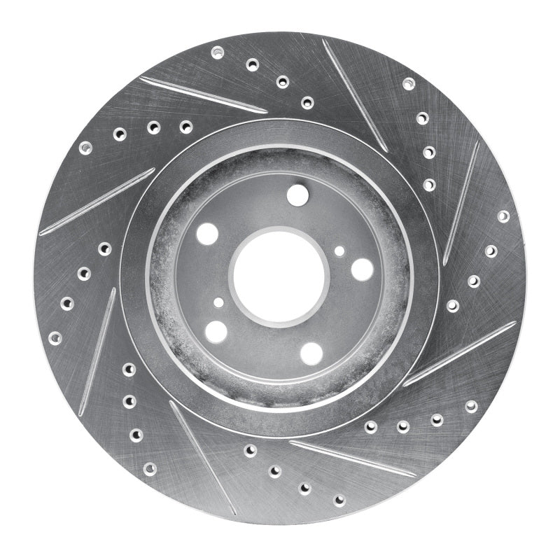 R1 08-21 Lexus NX200T Front Left Drilled & Slotted Silver Brake Rotor-Brake Rotors - Slot & Drilled-Grocery Getter Performance