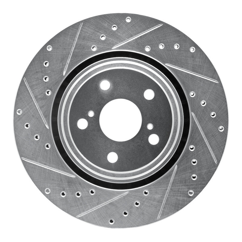 R1 08-21 Lexus NX200T Front Left Drilled & Slotted Silver Brake Rotor-Brake Rotors - Slot & Drilled-Grocery Getter Performance