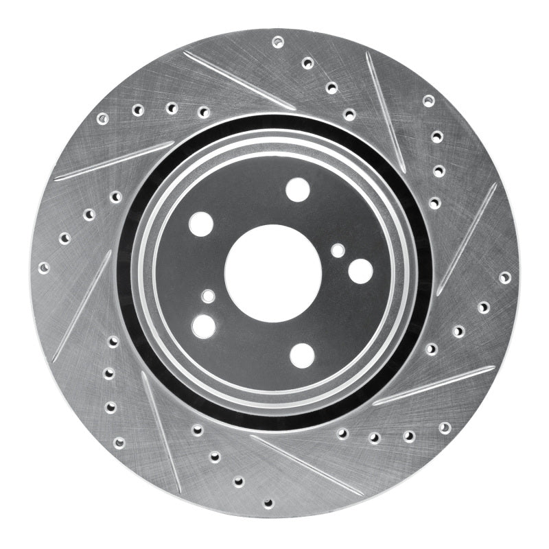 R1 08-21 Lexus NX200T Front Right Drilled & Slotted Silver Brake Rotor-Brake Rotors - Slot & Drilled-Grocery Getter Performance