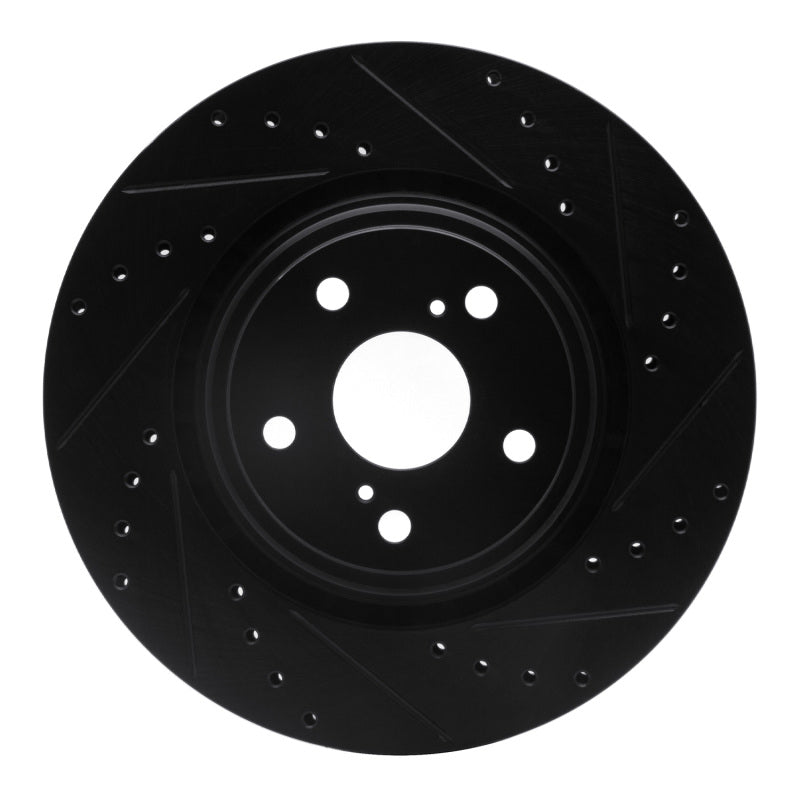 R1 08-21 Lexus RX350 Front Right Drilled & Slotted Black Brake Rotor-Brake Rotors - Slot & Drilled-Grocery Getter Performance