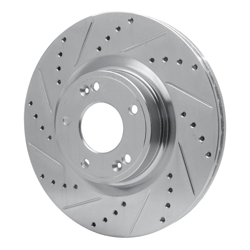 R1 09-11 Hyundai Genesis Sedan Front Left Drilled & Slotted Silver Brake Rotor-Brake Rotors - Slot & Drilled-Grocery Getter Performance
