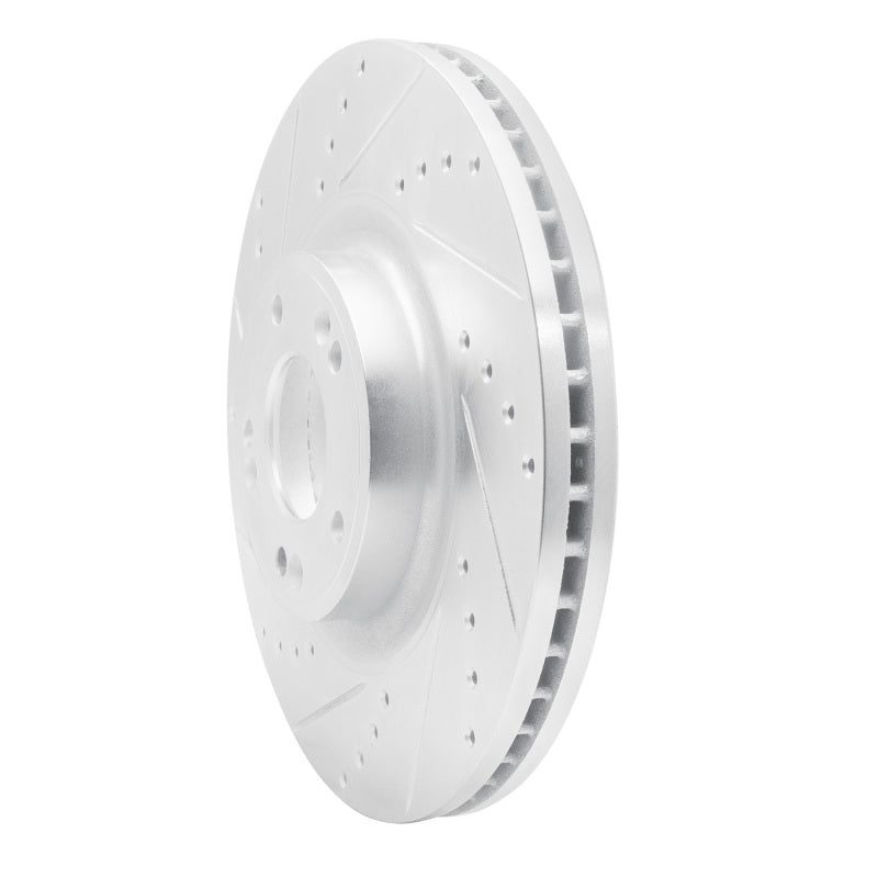 R1 09-14 Hyundai Genesis Sedan Front Left Drilled & Slotted Silver Brake Rotor-Brake Rotors - Slot & Drilled-Grocery Getter Performance
