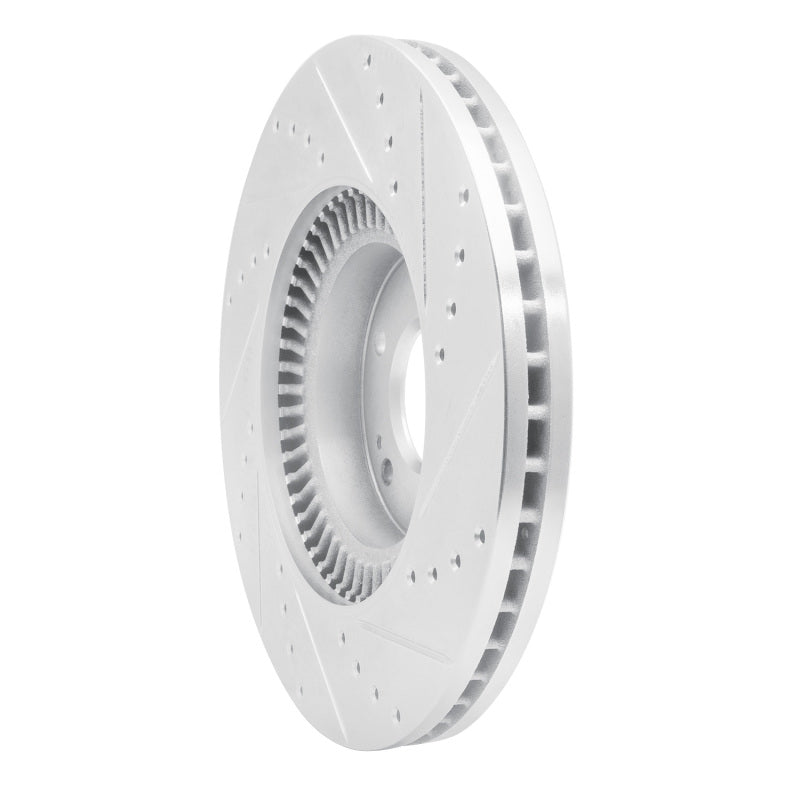 R1 09-14 Hyundai Genesis Sedan Front Left Drilled & Slotted Silver Brake Rotor-Brake Rotors - Slot & Drilled-Grocery Getter Performance