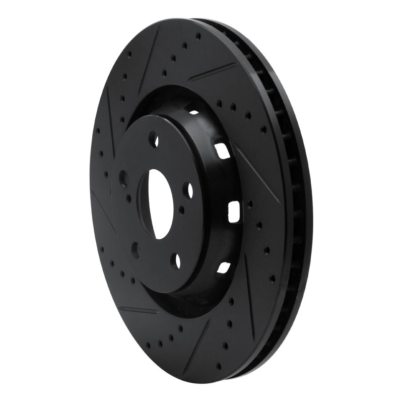 R1 09-15 Toyota Venza Front Left Drilled & Slotted Black Brake Rotor-Brake Rotors - Slot & Drilled-Grocery Getter Performance