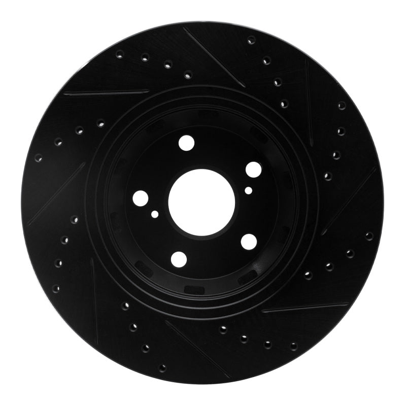 R1 09-15 Toyota Venza Front Left Drilled & Slotted Black Brake Rotor-Brake Rotors - Slot & Drilled-Grocery Getter Performance