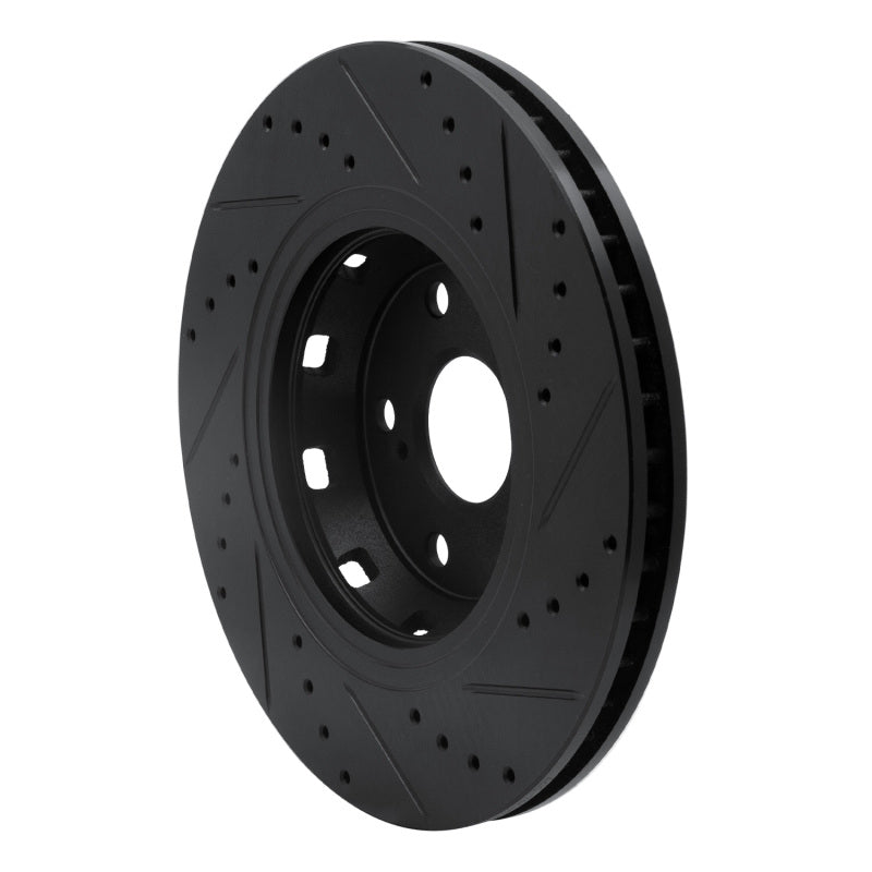 R1 09-15 Toyota Venza Front Left Drilled & Slotted Black Brake Rotor-Brake Rotors - Slot & Drilled-Grocery Getter Performance