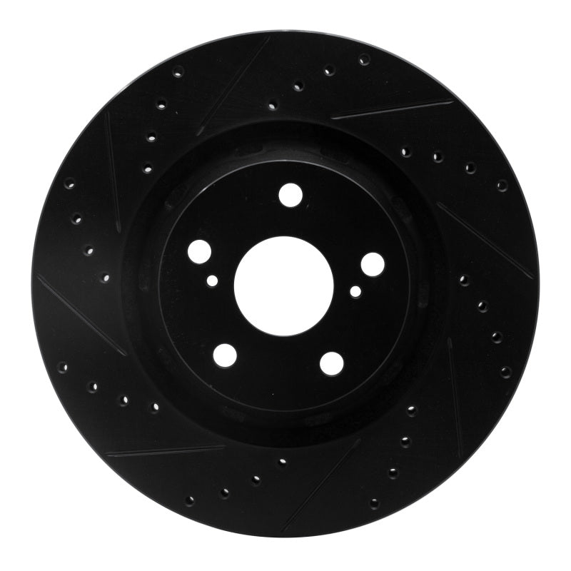 R1 09-15 Toyota Venza Front Left Drilled & Slotted Black Brake Rotor-Brake Rotors - Slot & Drilled-Grocery Getter Performance