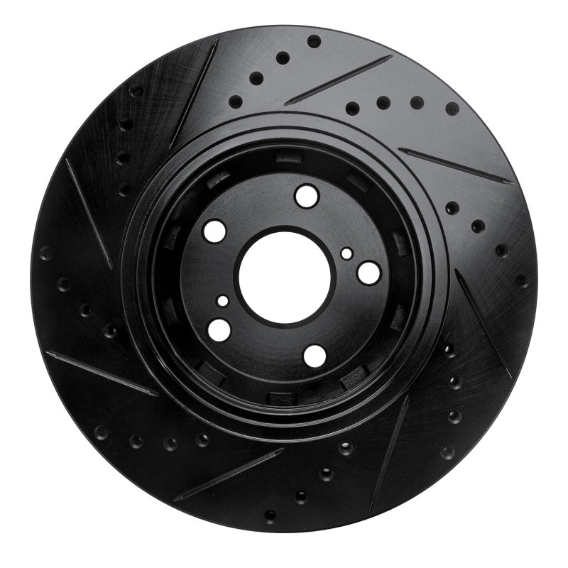 R1 09-15 Toyota Venza Front Right Drilled & Slotted Black Brake Rotor-Brake Rotors - Slot & Drilled-Grocery Getter Performance