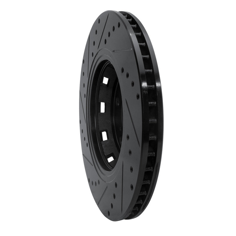 R1 09-15 Toyota Venza Front Right Drilled & Slotted Black Brake Rotor-Brake Rotors - Slot & Drilled-Grocery Getter Performance