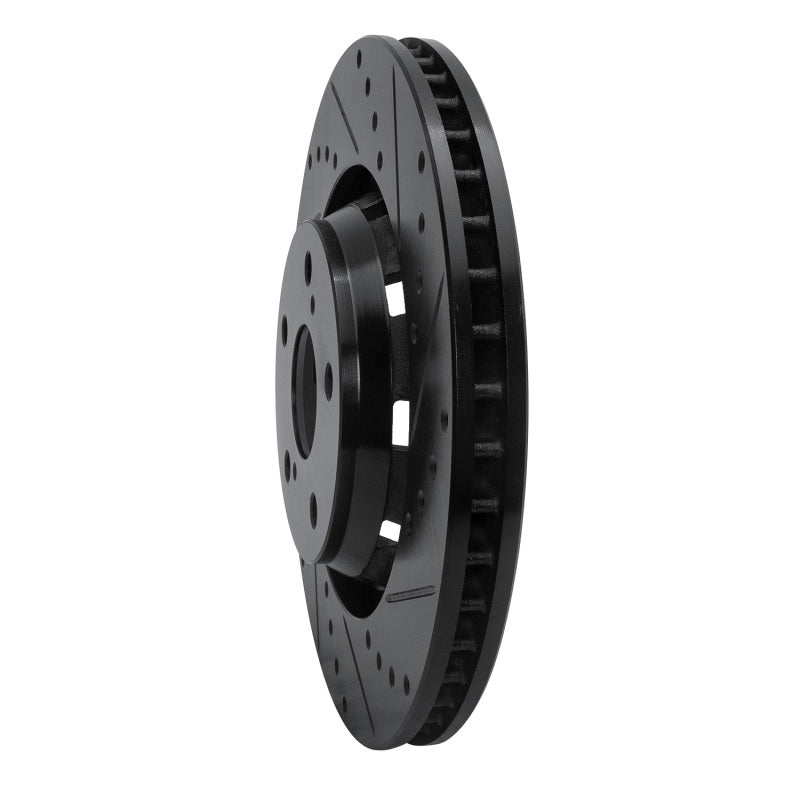 R1 09-15 Toyota Venza Front Right Drilled & Slotted Black Brake Rotor-Brake Rotors - Slot & Drilled-Grocery Getter Performance
