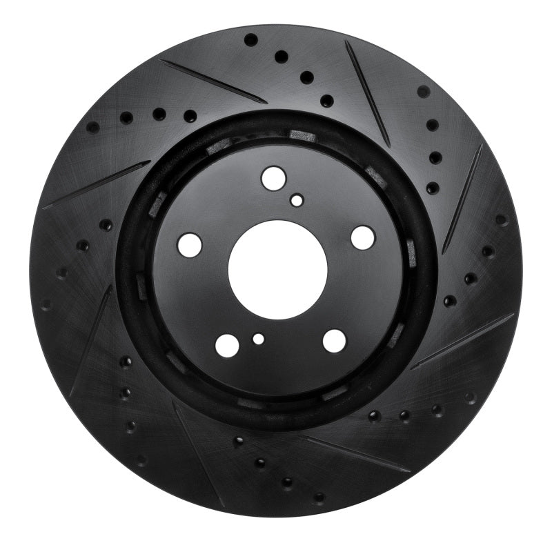 R1 09-15 Toyota Venza Front Right Drilled & Slotted Black Brake Rotor-Brake Rotors - Slot & Drilled-Grocery Getter Performance