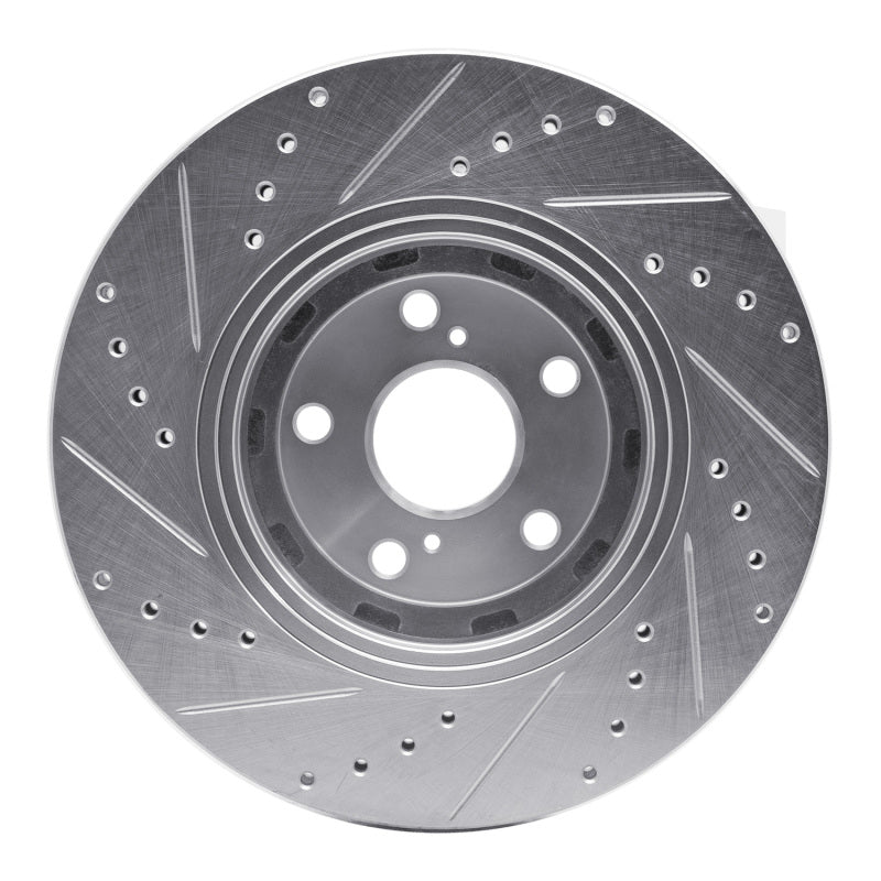 R1 09-15 Toyota Venza Front Right Drilled & Slotted Silver Brake Rotor-Brake Rotors - Slot & Drilled-Grocery Getter Performance