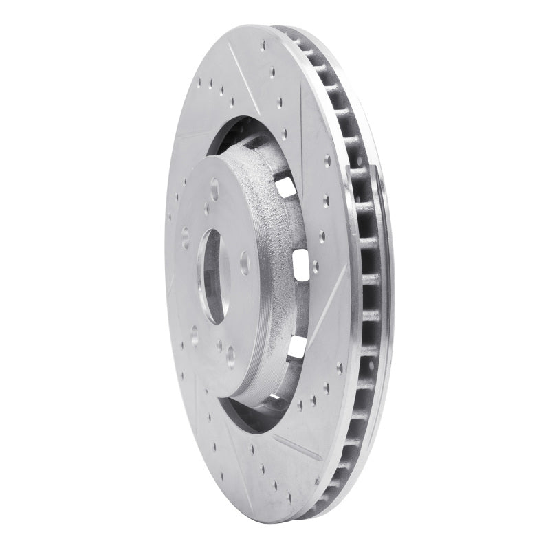 R1 09-15 Toyota Venza Front Right Drilled & Slotted Silver Brake Rotor-Brake Rotors - Slot & Drilled-Grocery Getter Performance